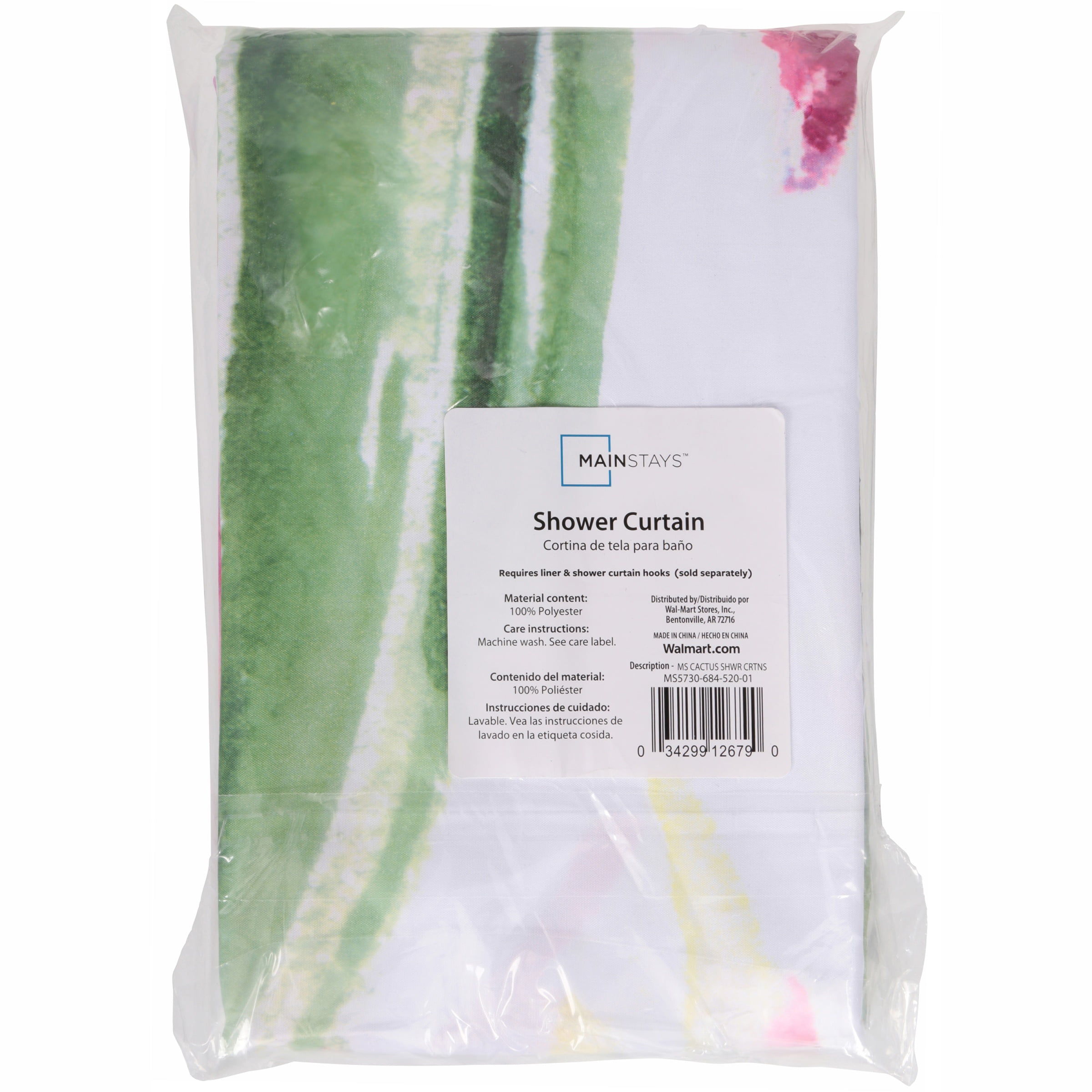 Mainstays Fabric Cactus Shower Curtain Com