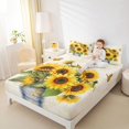 thumbnail image 4 of Homewish Country Sunflower Twin Sheet Sets,Rustic Plant Twin Fitted Sheet,Yellow White Flat Sheet For Girls Kids,Ultra Soft Home Decor,3 Pieces, 4 of 7