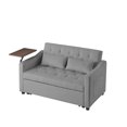 thumbnail image 3 of Velvet Sleeper Sofa Bed with Side Table, 3-in-1 Pull Out Loveseat with Adjustable Backrest, Modern Futon Couch with 2 Pockets and Pillows, Convertible Small Love Seat for Living Room, Bedroom, Grey, 3 of 7