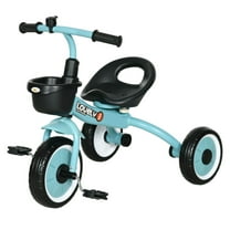 Toddler Tricycle for 2-5 Year Olds, Blue Kids Bike - Adjustable Seat, Basket & Bell, Outdoor Ride On Toys