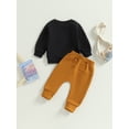 thumbnail image 5 of Toddler Baby Boy Fall Clothes 6M 12M 18M 24M 3Y Letter Print Long Sleeve Crewneck Sweatshirt Tops Pants Set Winter 2Pcs Outfits, 5 of 10