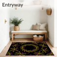 thumbnail image 3 of ODIKA 4'x6' Machine Washable Non-Slip Area Rug, Holly Berry Wreath Entrance with Traditional Seasonal Flourishes High Traffic Rug, Black, 628746, 3 of 7