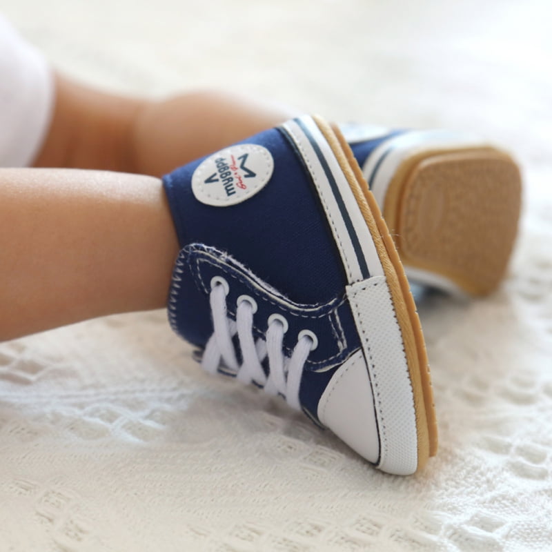 JOINFREE Baby Boys Girls Canvas Sneakers High Top Lace up Prewalkers Cribster Shoe Newborn First Walkers Shoes