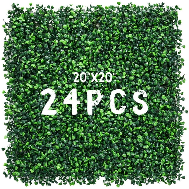 Decwin 24 Pieces 20" X 20" Artificial Grass Wall Backdrop Green