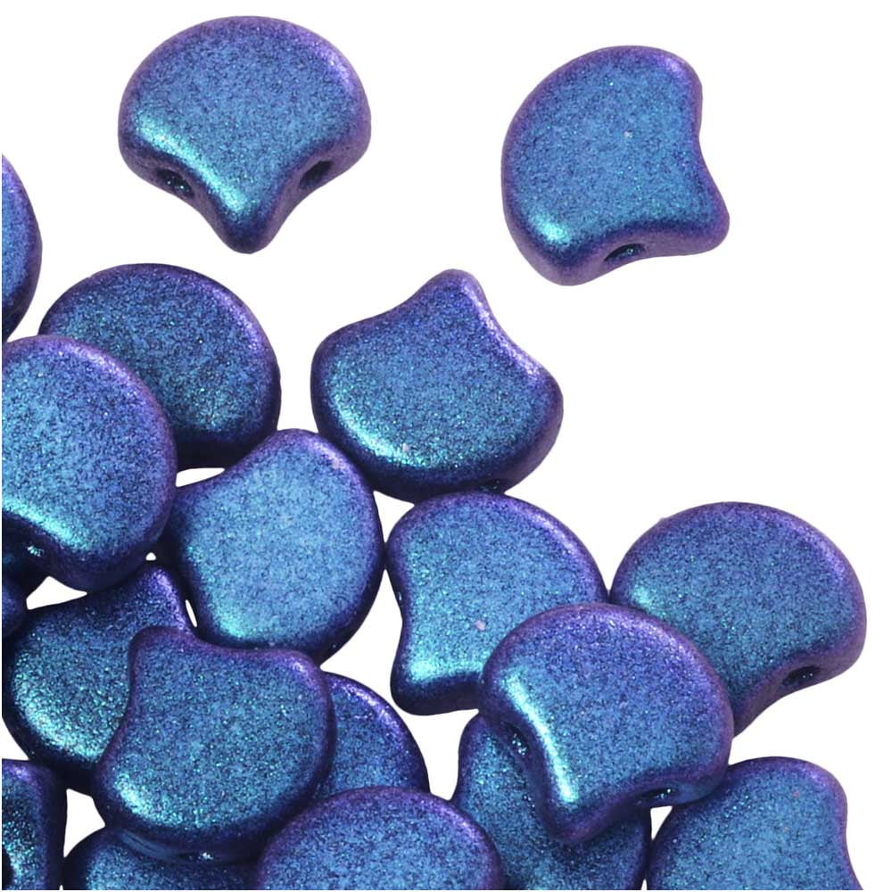 Ginko two-hole Bead 7.5 mm 10 grams, approx 37 beads Purple Vega