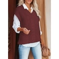 thumbnail image 5 of Asyoly Womens Cable Knit Sweater Vest V Neck Solid Color Loose Sleeveless Sweaters Pullovers Casual Jumper Knitwear Tank Tops, 5 of 6