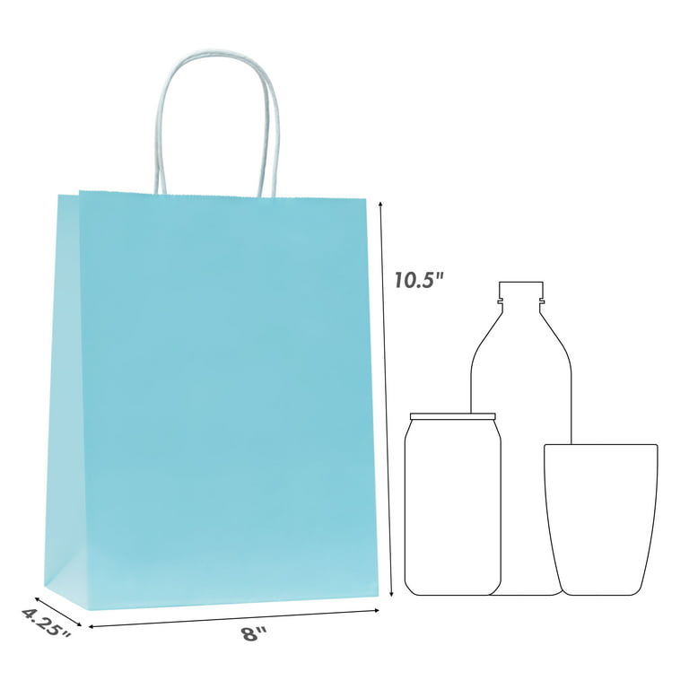 Paper Gift Bags with Handles, Blue Goodie Bags, Party Favor, Teal