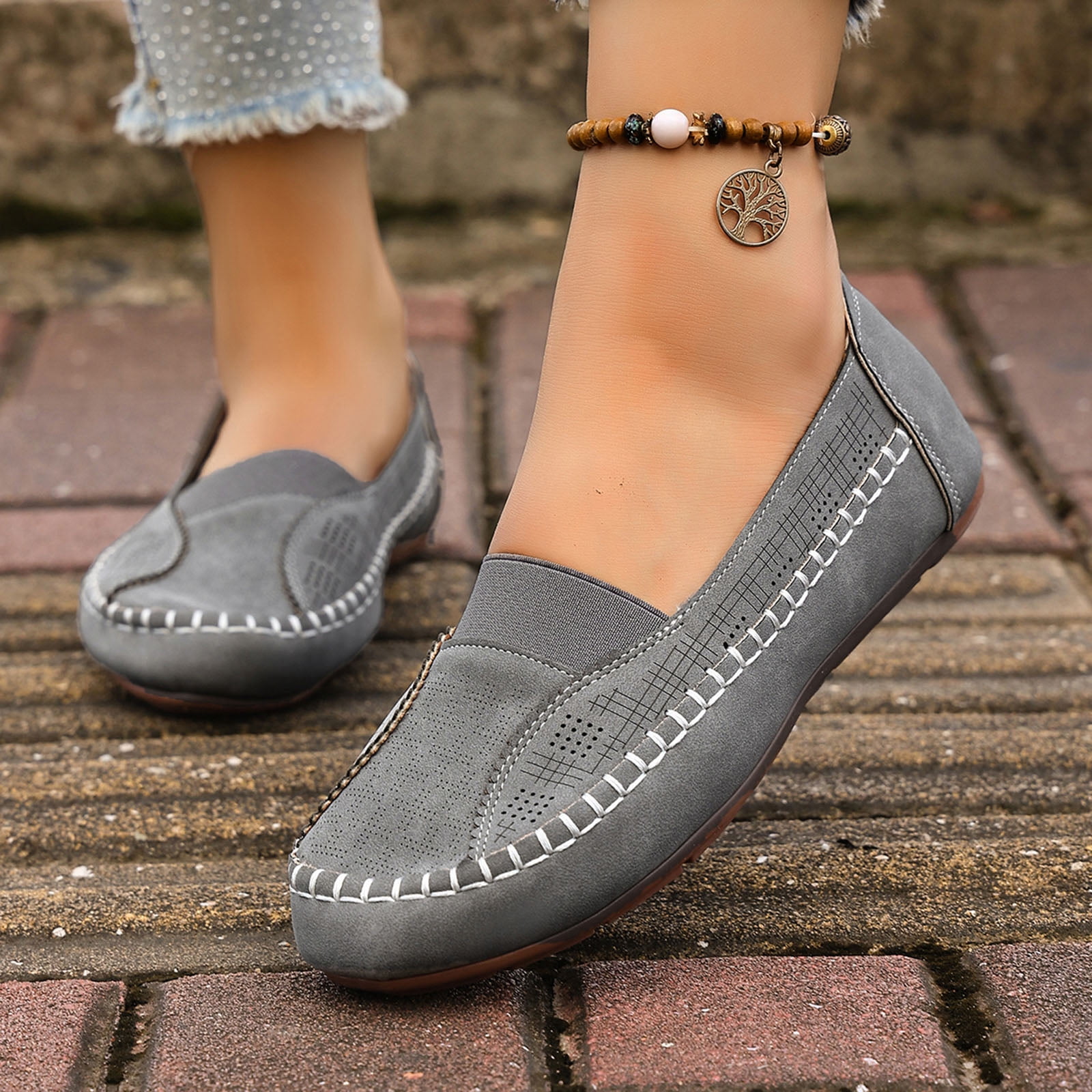 Chenyee Womens Casual Canvas Walking Shoes Comfortable Boat Loafers with Arch Support Slip On Sneakers