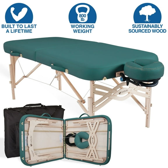 EARTHLITE Spirit Premium Portable Massage Table Package - Spa-Level Comfort, Deluxe Cushioning incl. Flex-Rest Face Cradle & Strata Face Pillow, Carry Case (30/32” x 73”)