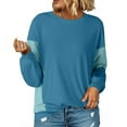 thumbnail image 2 of ZUKMRJPC Women's Oversized Sweatshirts Casual Long Sleeve Color Block Crewneck Pullover Tops Fall Winter Lightweight Going Out Sweatshirts, 2 of 5