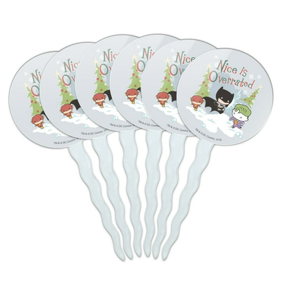 Batman Joker Nice is Overrated Cupcake Picks Toppers Decoration Set of 6