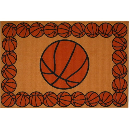 Fun Time Nylon 19"x29" Basketball Time Area Rug in Multi-Color