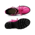 thumbnail image 3 of BLISSFUL STEP Women's Chunky Heel Zip Platform Block Combat Boots Fuchsia 10, 3 of 7