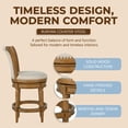 thumbnail image 2 of ROME + OAK Runyan Swivel Counter Stool - Weathered Oak, Sand Fabric - 26 in, 2 of 13