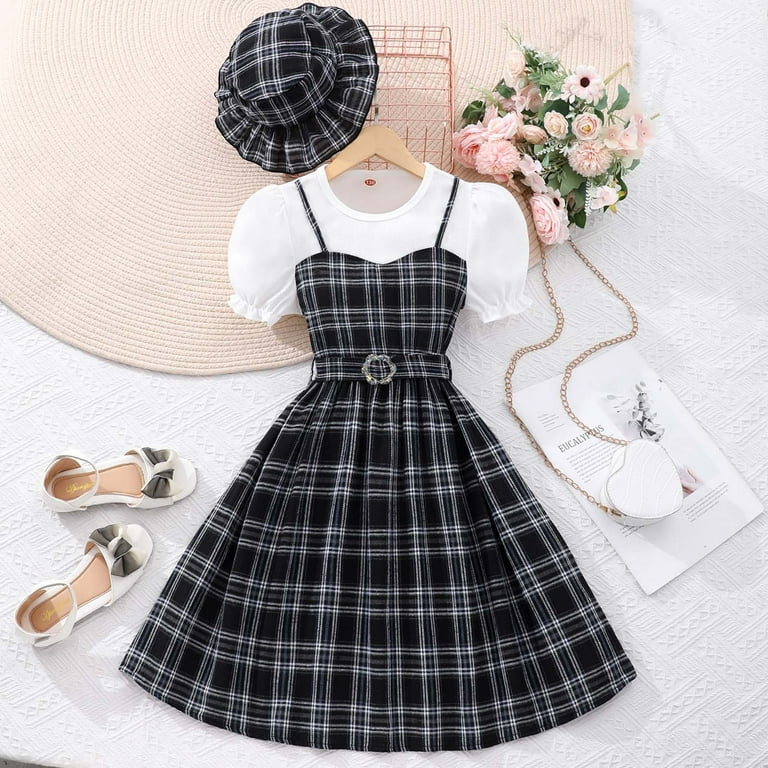 Fake Two-Piece Plaid Stitching Long Sleeve Dress Fake Two-Piece Plaid Stitching Long Sleeve Dress