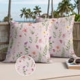 thumbnail image 2 of Spring Summer Flower Outdoor Pillow Covers Pack of 2 Eucalyptus Leaves Countryside Pink Waterproof Throw Pillow Covers Decorative Cushion Cases for Patio Garden Tent Balcony Couch 16x16 inch, 2 of 9