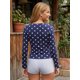 thumbnail image 5 of Blusas de mujer de otoño, manga larga, cuello redondo, estampado de lunares, estilo casual y corte ajustado, ideales para salir., 5 of 6
