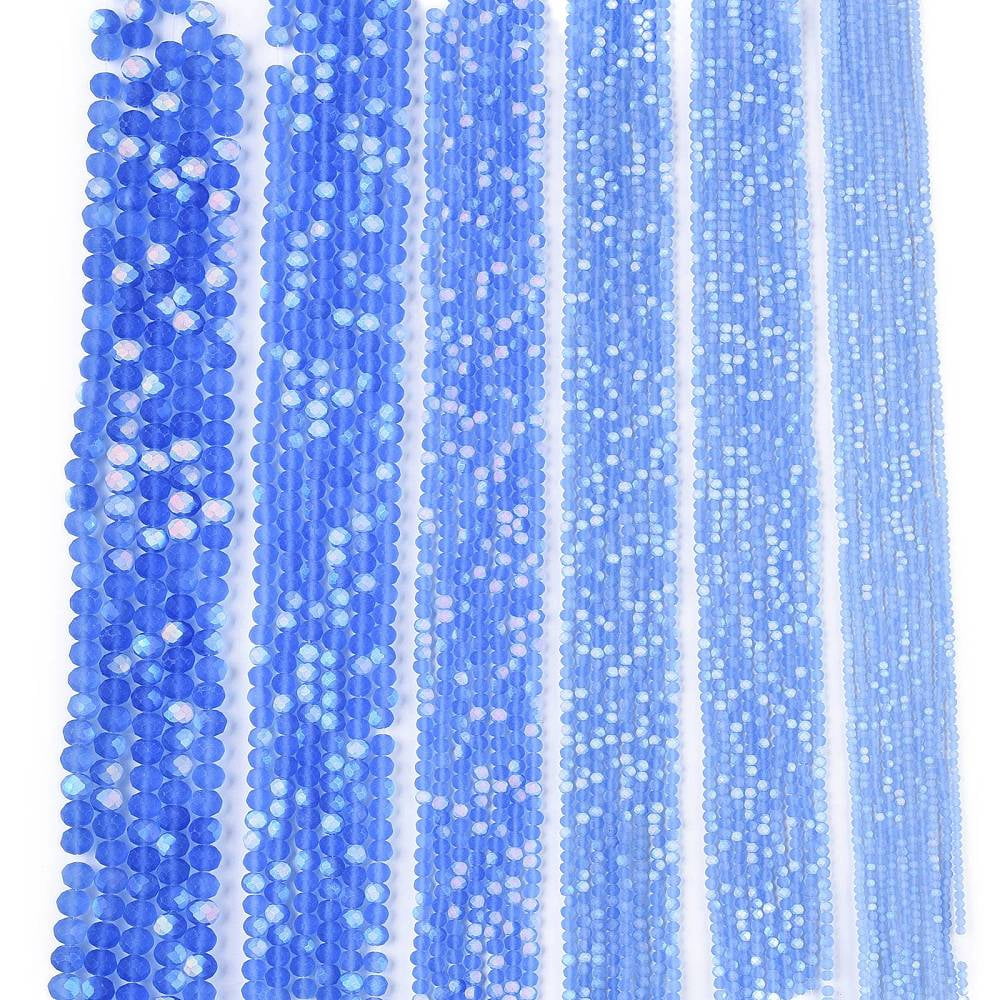 20 strand Transparent Glass Beads Strands Faceted Frosted Half AB color Plated Rondelle Cornflower Blue 8x6mm Hole: 1mm 64~65pcs/strand 40~41cm