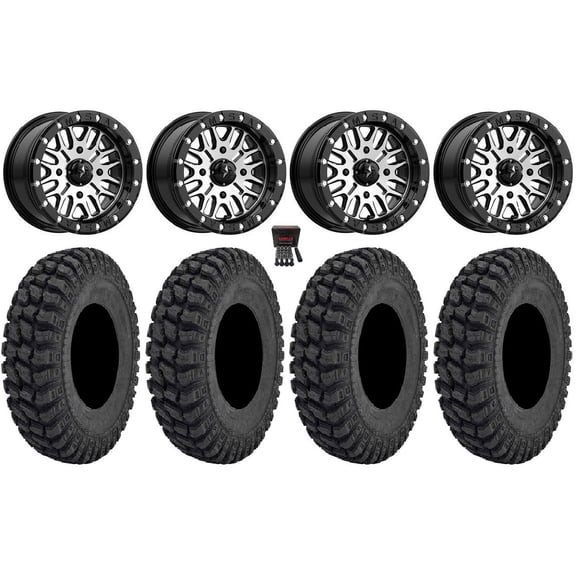 MSA Brute Beadlock 14" Wheels Mh 30" Warrior AT Tires Can-Am Maverick X3 / Honda Pioneer 1000 / Talon