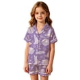 thumbnail image 3 of Girls Galloween Pajamas, Girls Pajama Set Short Sleeve Button Down Silky Satin Boys Girls PJS Kids Sleepwear Soft Summer Nightwear Loungewear Set Halloween Gifts for 9 Months - 13 Years Kids, 3 of 5