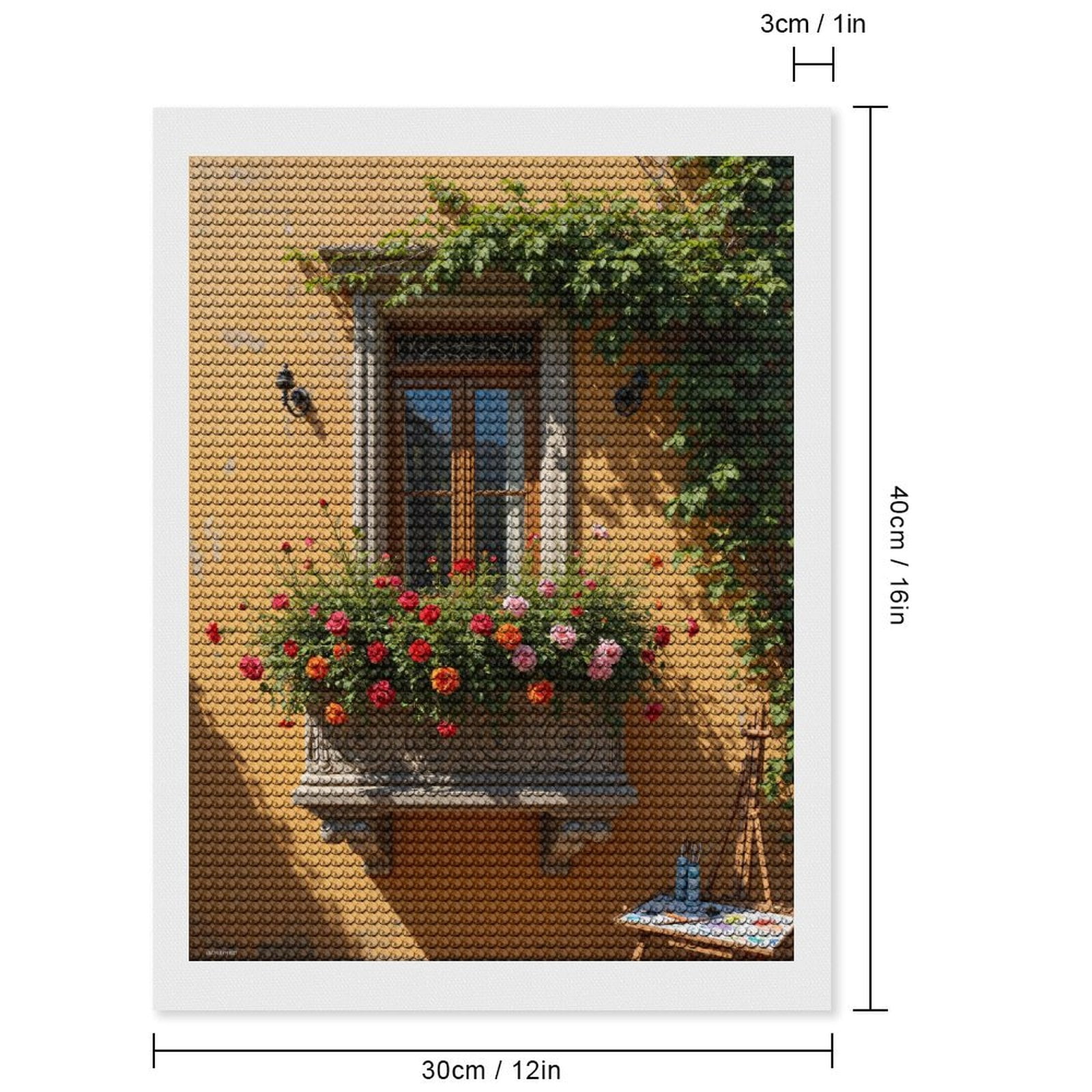 Diamond Art Kits for Adults, Window Flower Box Vibrant Colors 5D Diamond Painting Kits for Adults Beginners, DIY Full Drill Diamond Painting, Gem Art and Crafts 12x16