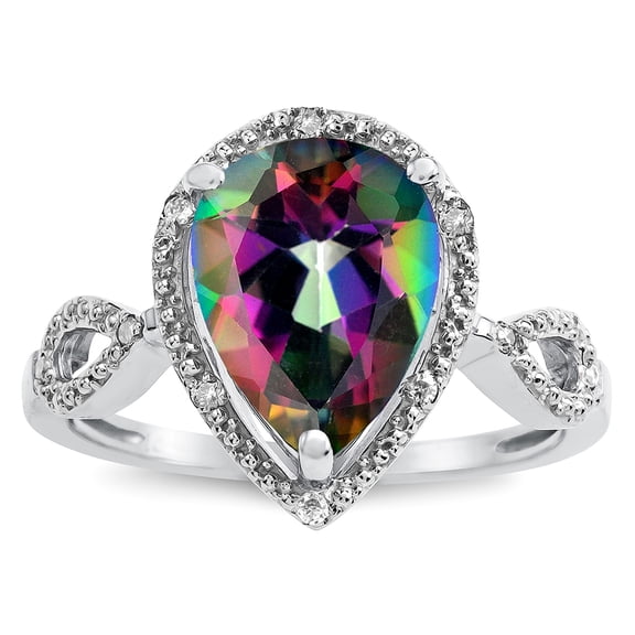 Star K � Vintage Look Halo Large 11x8 Pear Shape Rainbow Mystic Topaz Ring