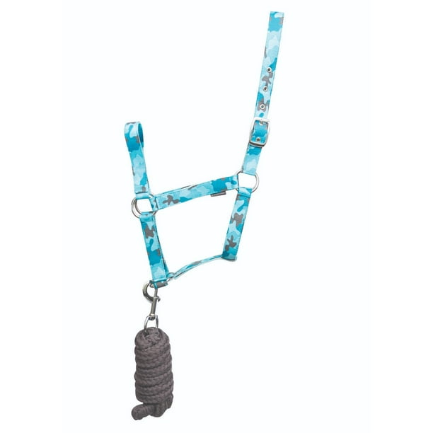 Hy - Cabezada y Ramal para Caballos DynaForce Diseño Camuflaje (Azul Pacífico, Gris)