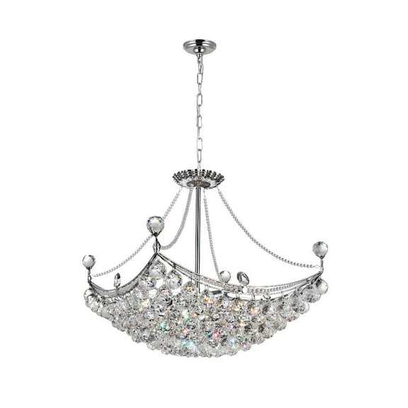 CWI Lighting Jasmine 8 Light Down Transitional Metal Chandelier in Chrome