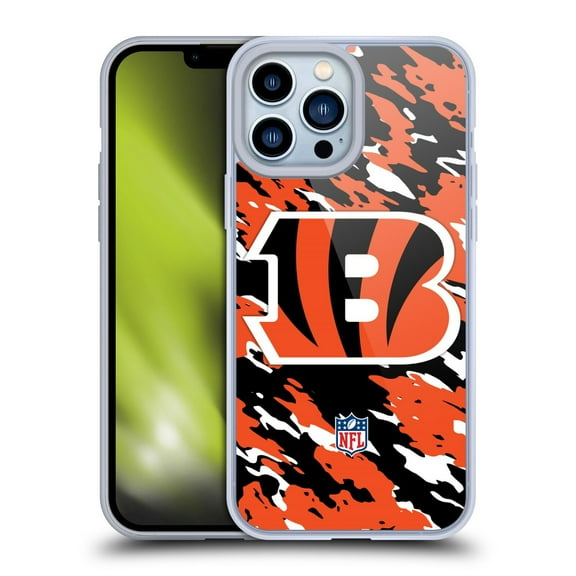 Head Case Designs NFL Cincinnati Bengals Logo Camou Soft Gel Case for Apple iPhone 13 Pro Max