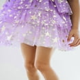 thumbnail image 3 of Robe de Princesse pour Tout-Petites Filles Étoiles Paillettes Manches Volantées Robe à Volants à Étages Vêtements d'Été Robe de Concours Robe de Fête, 3 of 7