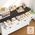 thumbnail image 6 of Homfa Buffet Cabinet with 2 Large Drawers & Glass Doors, 55.1” W Kitchen Sideboard Storage Cabinet with Adjustable Shelves, Buffet Table Dining Room Cabinet, White & Black, 6 of 8