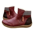 thumbnail image 3 of Mostsola Ankle Boots for Women Casual Flats Retro Leather Zipper Short Booties Comfort Fall Boots, 3 of 3