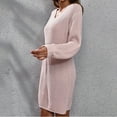 thumbnail image 6 of FRSASU Dresses for Women Clearance Ladies V-Neck Drop Shoulder Long Sleeve Waist Waist Knitted Sweater Dress, 6 of 8