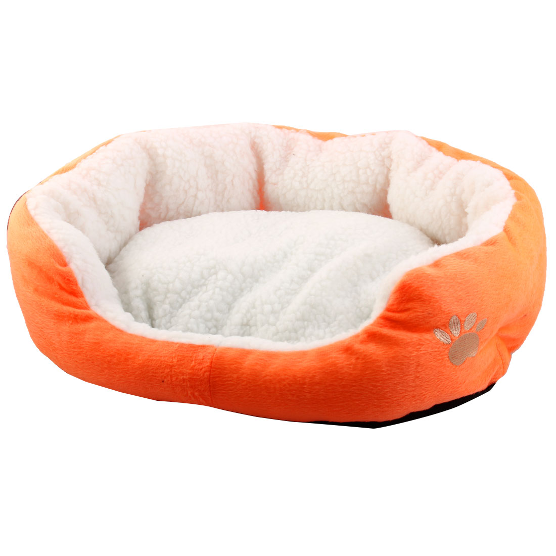 Pet Plush Oval Shape Removable Cushion Nesting Dog Bed Cave Orange 50cm