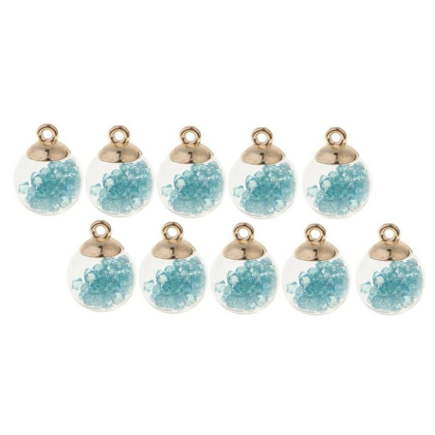 10 piezas de 16 mm abalorios de de cristal colgantes con pequeñas de de imitación interior para coll - Azul claro Gloria pendientes encantos fabricación de joyas