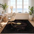thumbnail image 3 of Design&I 6'x9' Washable Area Rug Sleek Flatweave Pet Friendly Celestial Mystical Tarot Motif With Moon And Gothic Border Snake Flowing Dynamic for Queen Size Bedroom, Under Bed, 3 of 7