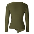 thumbnail image 5 of successthop Womens V Neck Knit Sweater Long Sleeve Tops Lightweight Pleated Trendy Pullover Outwear Solid Clothes Green, 5 of 5