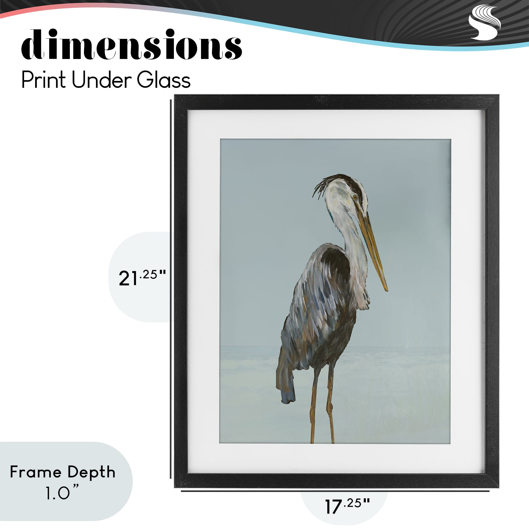 Stupell Industries Coastal Pelican Muted Blue Black Framed Print Under Glass, design by Julie DeRice