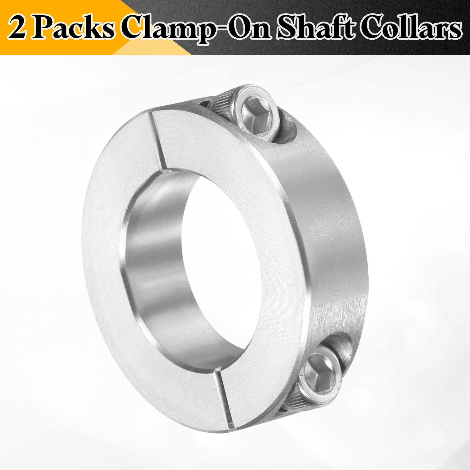 Uxcell 2 Pack Double Split Shaft Collar 1-1/8" Bore, Two Piece Clamping Collar 1-7/8" OD 1/2" Thickness, 303 Stainless Steel Set Screw Split Collar