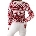 thumbnail image 4 of Chandail Tricoté à Manches Longues pour Femmes avec Imprimé d'Élan de Noël, Col à Revers, Automne Hiver, 4 of 6