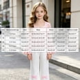 thumbnail image 5 of yboeqw Girls 2 Piece Outfit Set Square Neck Bow Lace Long Sleeve Top & Wide Leg Pants Cute Casual Matching Clothes for 7-12 Year Old Girls,Size 7-8 Years, 5 of 9