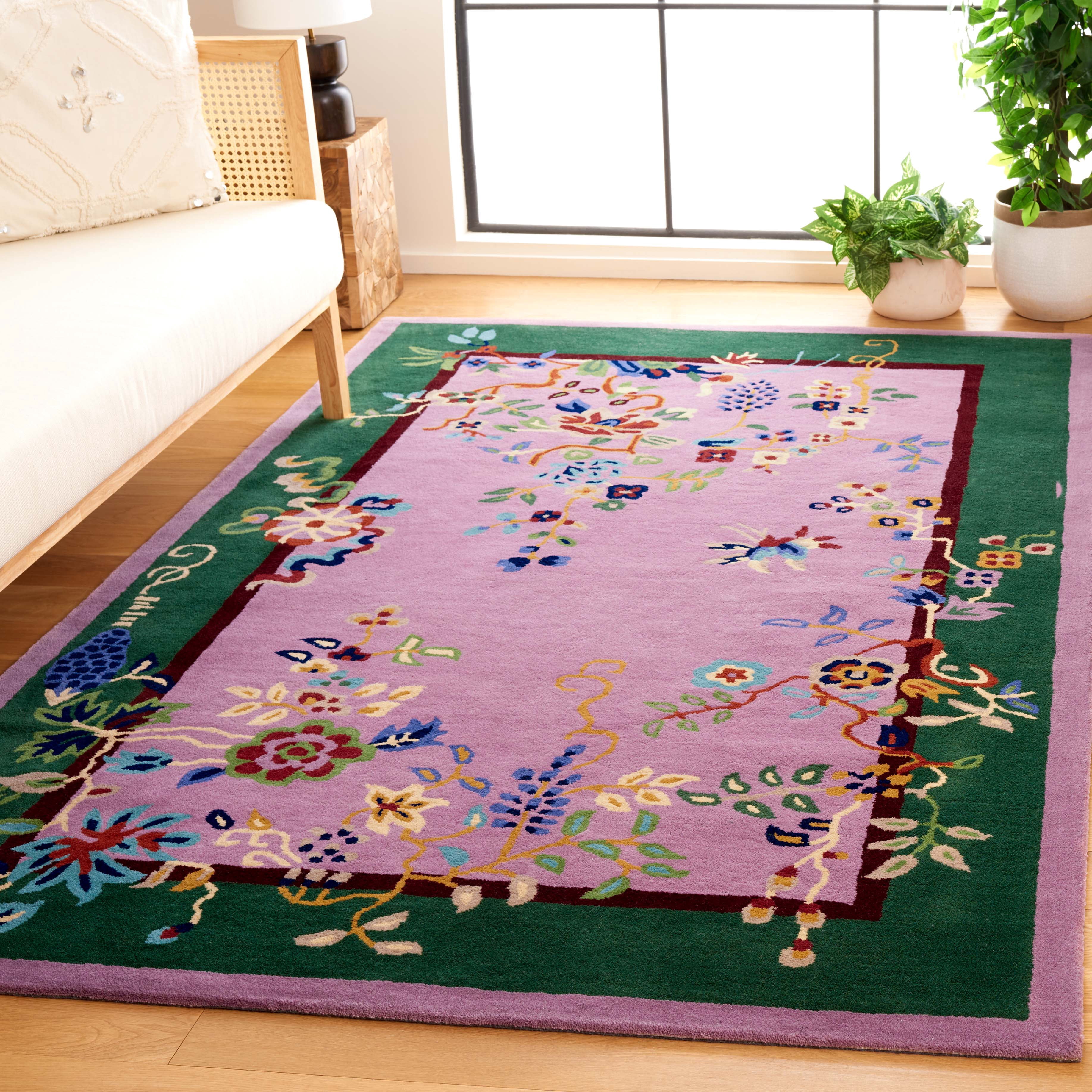 SAFAVIEH Metro Louise Floral Area Rug, Purple/Green, 6' x 6' Square