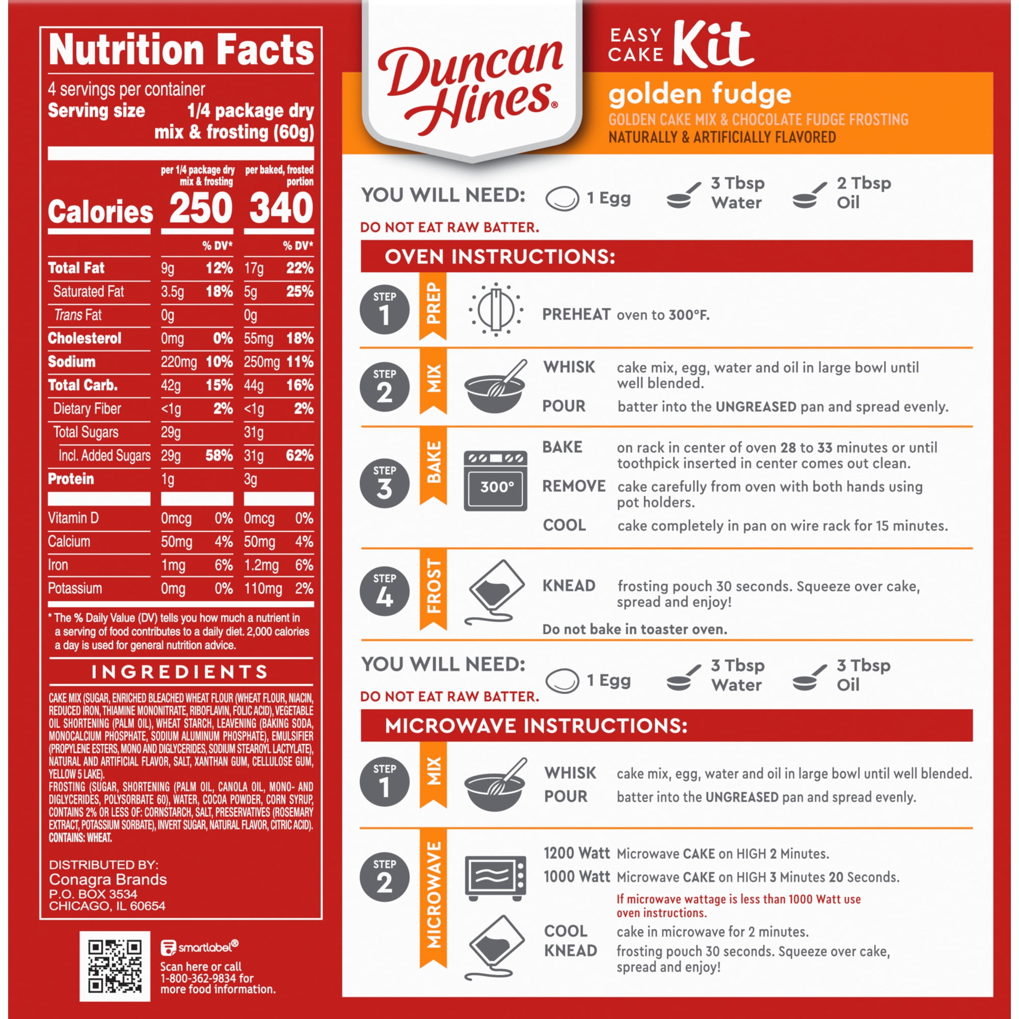 (8 pack) Duncan Hines Easy Cake Kit Golden Fudge Flavored Cake Mix, 8.4 oz.
