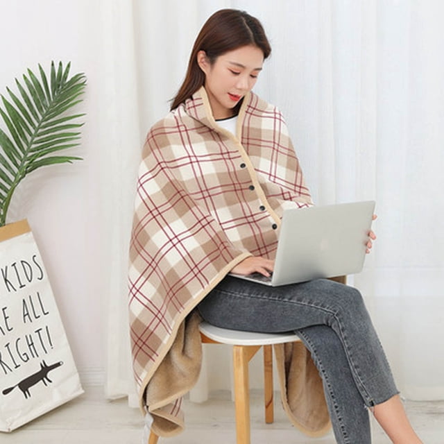 Kcavykas Home Decor,Bedding,Covers,Towel,Curtain,Wearable Plaid Fleece Blanket with Button Nordic Shawl Blankets for office Sleep Winter Warm Travel Sofa Bed Throw Blanket