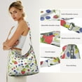 thumbnail image 5 of Crossbody Bag for Women Canvas Shoulder Bag Strawberry Fruit Crossbody Handbag Casual Tote for Water Bottle Keys, 5 of 5