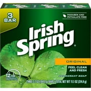 Irish Spring Irish Spring Original Bar Soap Fresh Clean Scent-3.75 oz-Bacteria Remover-Skin,Hand-Green-Paraben-free,Phthalate-free,Gluten-free 3/Pack