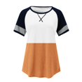 thumbnail image 4 of TSADFHJI Hauts de Noël pour Femmes Rouge Mode Décontractée Imprimé Col Rond Manches Courtes T-Shirt TTG Orange, 4 of 5