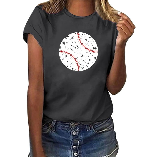 UANWENN T-Shirt Décontracté à Manches Courtes Imprimé Baseball pour Femmes Col Rond Ample Blouse Hauts d'Été pour Femmes Manches Courtes Pack de Natation Col Roulé Manches Longues Tee-Shirt Rayonne