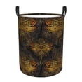 thumbnail image 1 of Balery Gold Dragonfly Mandala Cesta de ropa redonda con asas, impermeable, independiente, para ropa, juguetes, dormitorio y familia-Small, 1 of 6