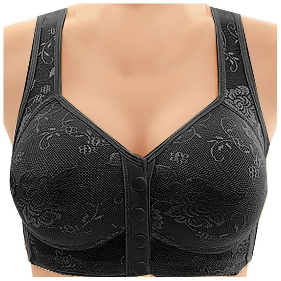 Wdgfv Women's Front Closure Push Up Bra Plus Size Support Non Underwire Comfortable T Shirt Vest Black 48